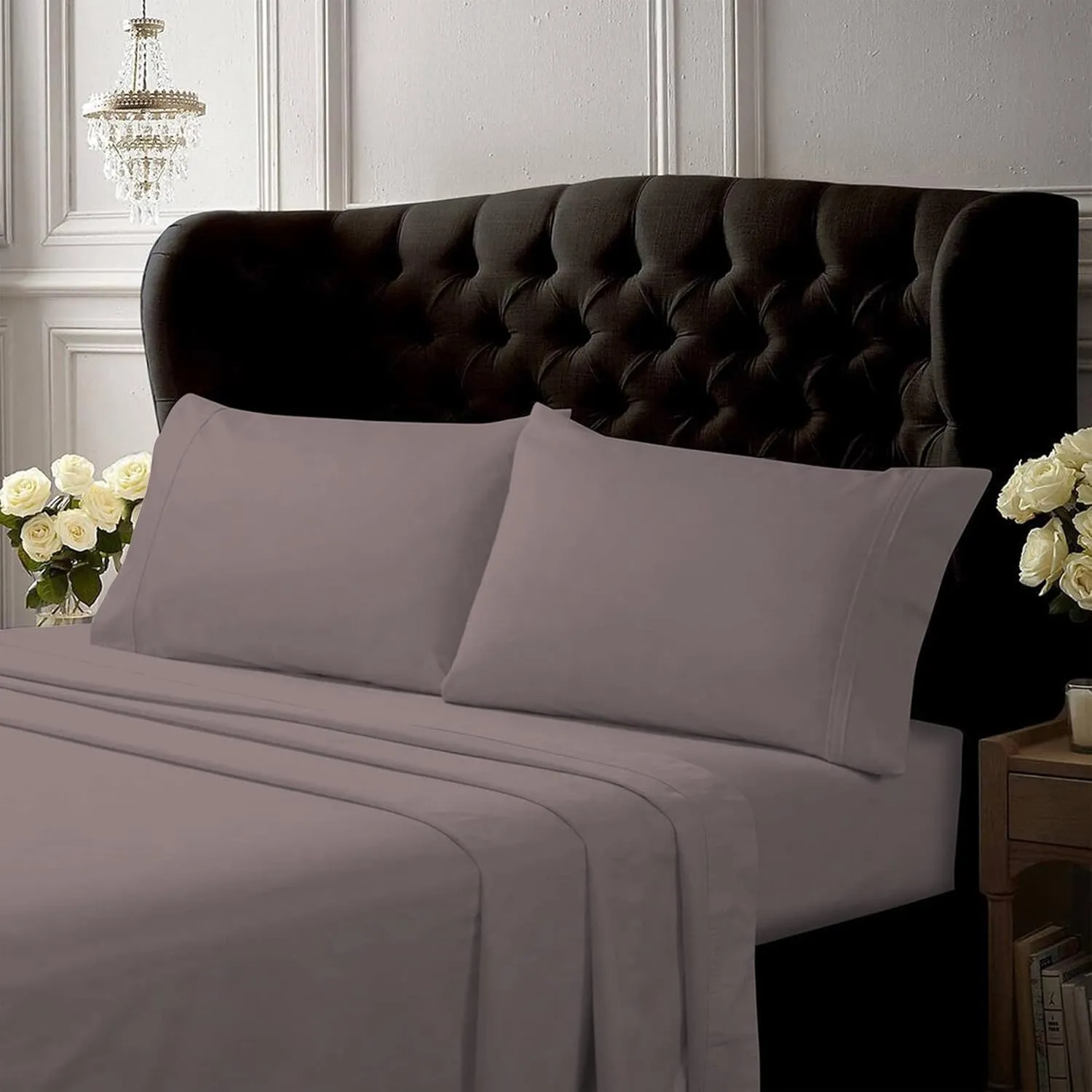 , Crisp And Smooth Cotton Percale Solid Sheets And Pillowcase Set, Extra Deep