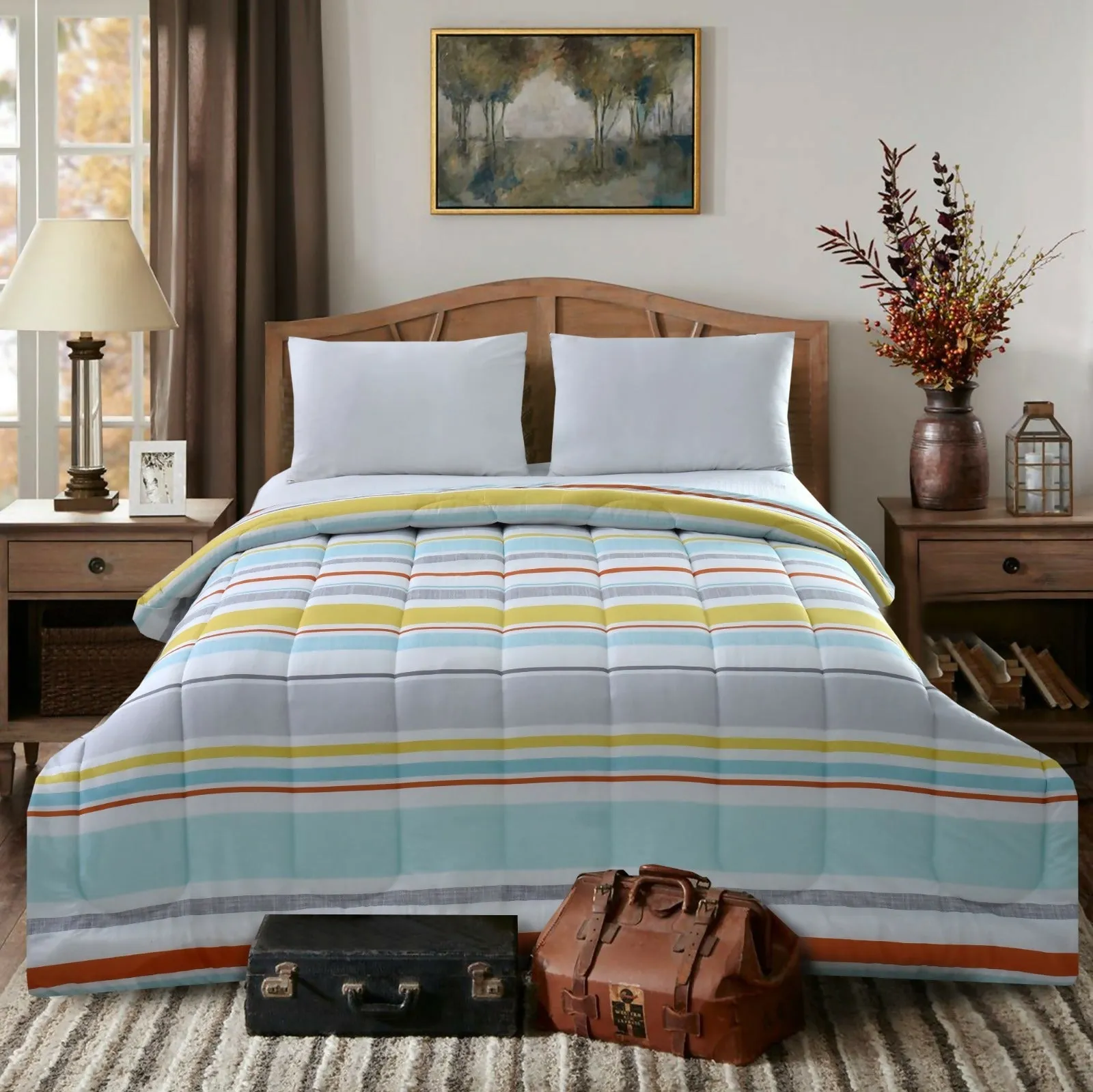 1 PC Double Winter Comforter-Multi Stripes