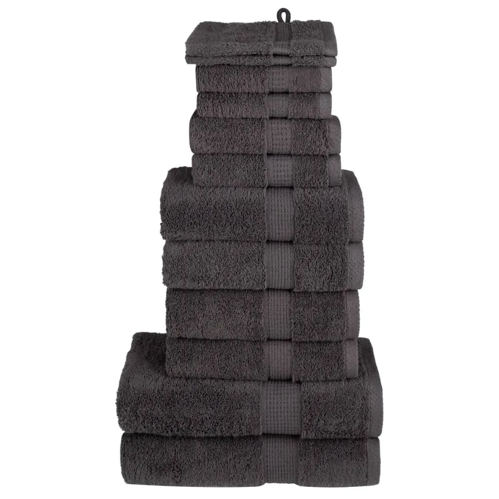 12 Piece Premium Towel Set Anthracite 600 gsm 100% Cotton