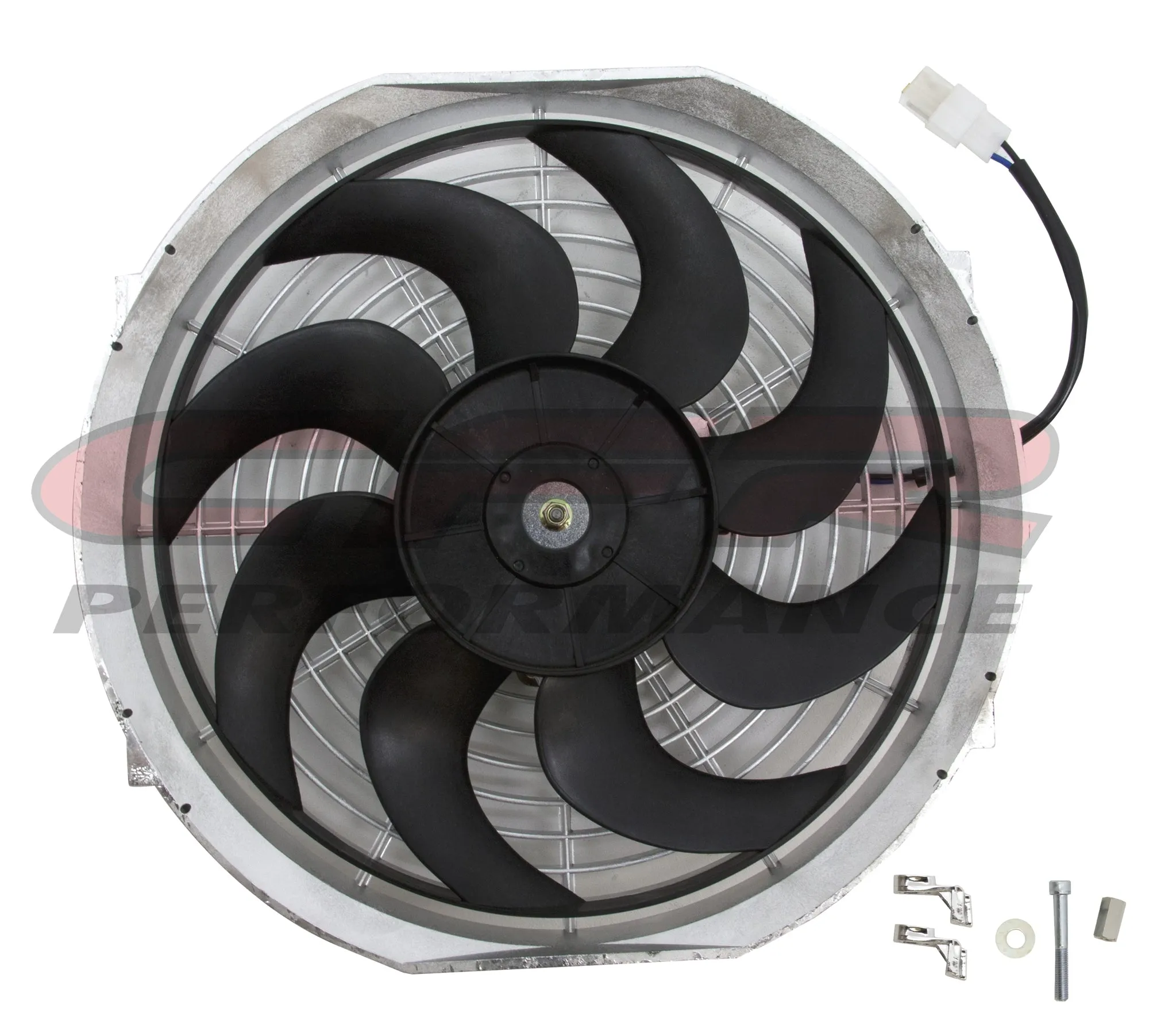 12" HIGH PERFORMANCE ELECTRIC SILVER RADIATOR COOLING FAN - CURVED BLADE - CHROME