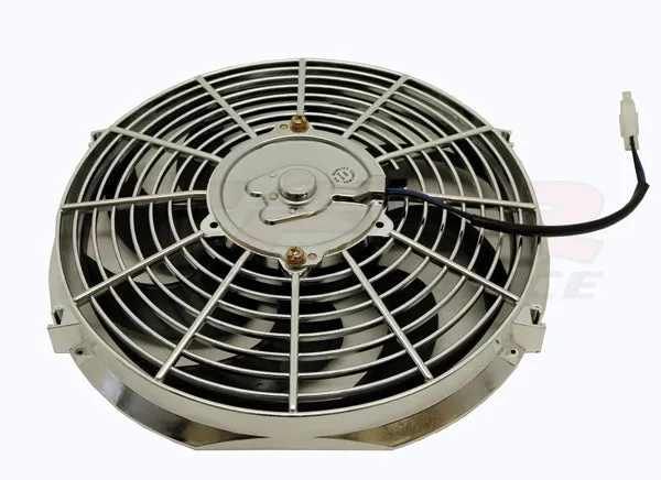 12" HIGH PERFORMANCE ELECTRIC SILVER RADIATOR COOLING FAN - CURVED BLADE - CHROME