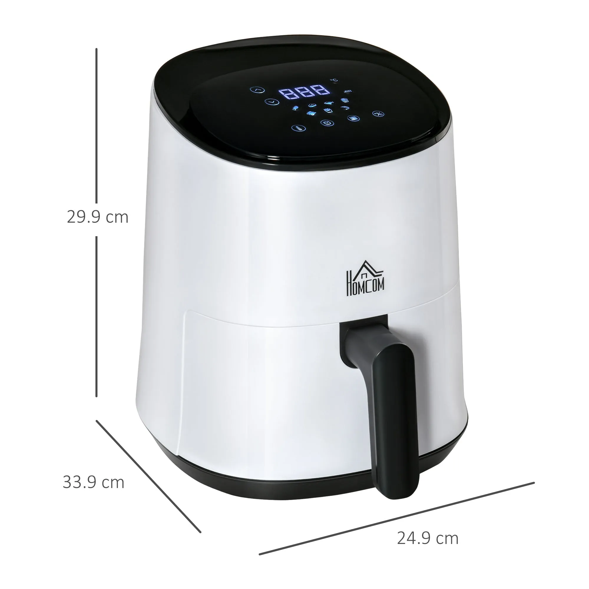 1300W 2.5L Air Fryer 7 Presets With Digital Display White & Black