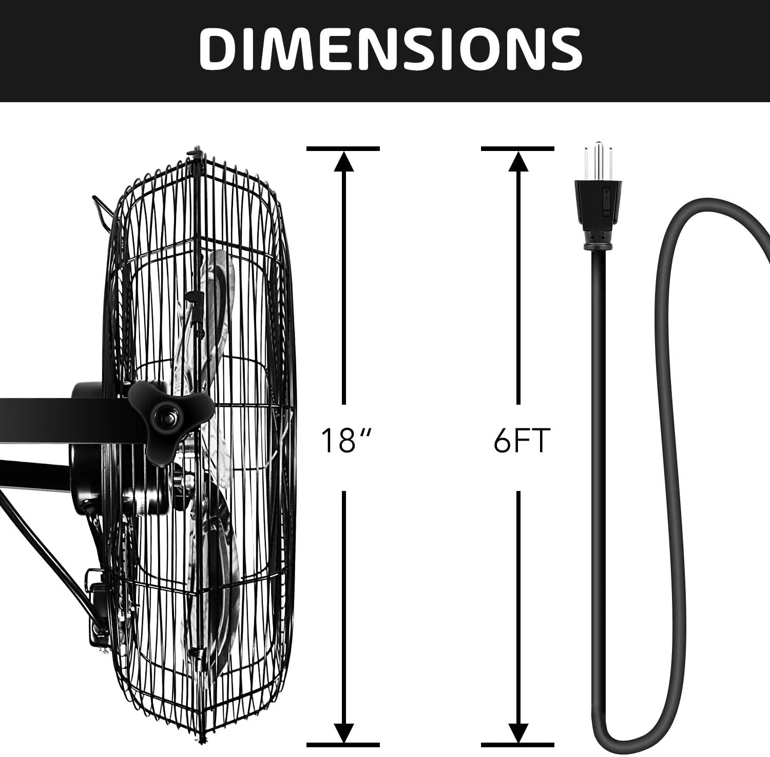 18 Inch Industrial Wall Mount Fan, 3 Speed Commercial Ventilation