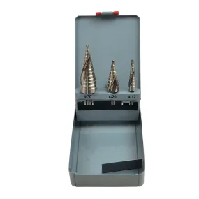 3 Piece Spiral Flute Step Drill Set