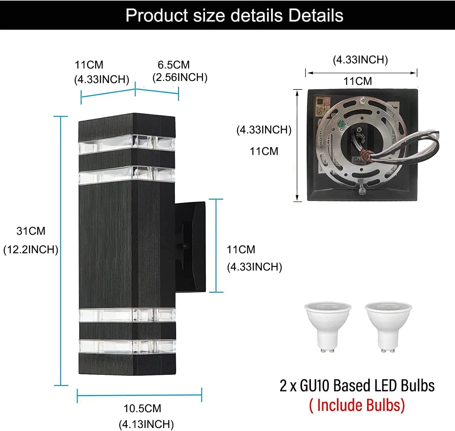 4 Packs 14W 12inch LED Square Up & Down Wall Lights 4000K