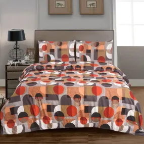 4 Piece Luxury Microfibre Bedding-Retro Geo Chic Duvet Cover Set