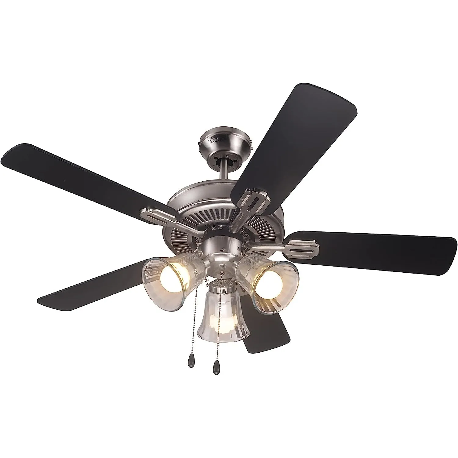 42� Contemporary 3 Lights Ceiling Fan with Rosewood/Black Blades and Pull Chain