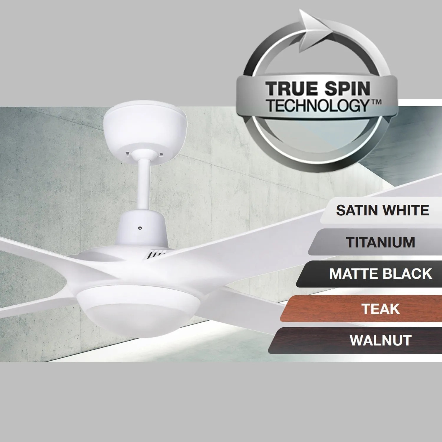 56" (1400mm) Spyda AC Ceiling Fan w/ 4 Blades and CCT LED Light Available in Different Colours