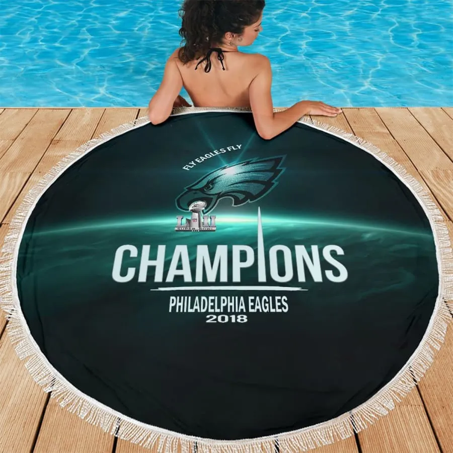 61"x 61" Philadelphia eagles Fans Round Beach Blanket| nfl eagles fans super bowl champions Picnic Towel