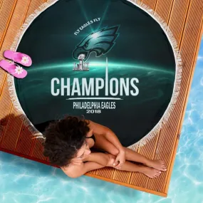 61"x 61" Philadelphia eagles Fans Round Beach Blanket| nfl eagles fans super bowl champions Picnic Towel