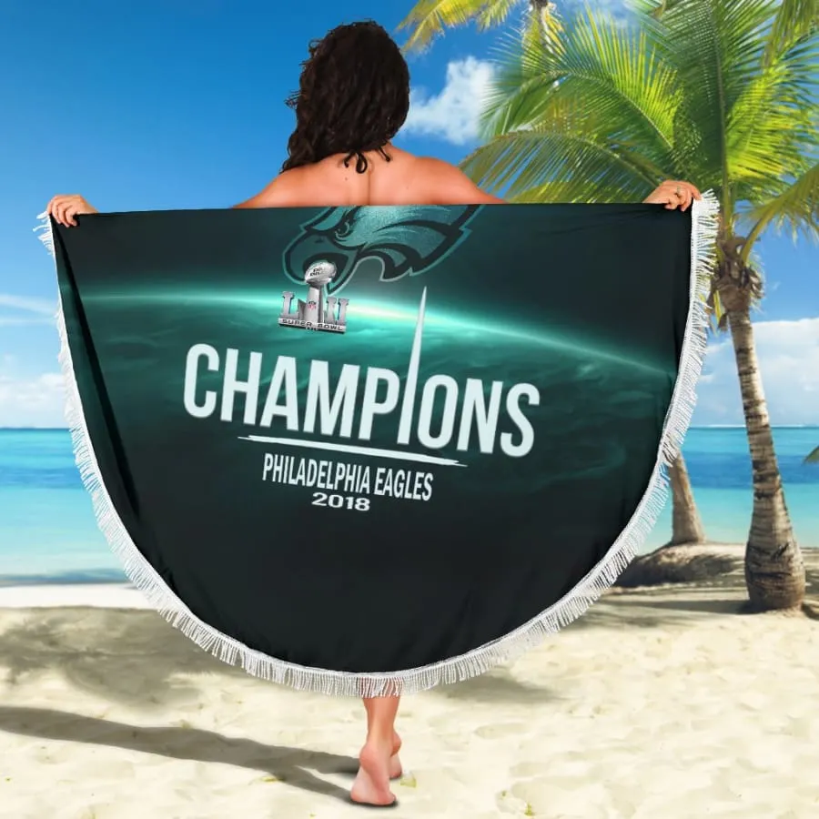 61"x 61" Philadelphia eagles Fans Round Beach Blanket| nfl eagles fans super bowl champions Picnic Towel