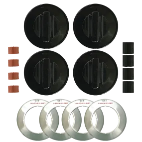 8214 Universal 4 Pack Black Replacement Knob Kit Gas Stove