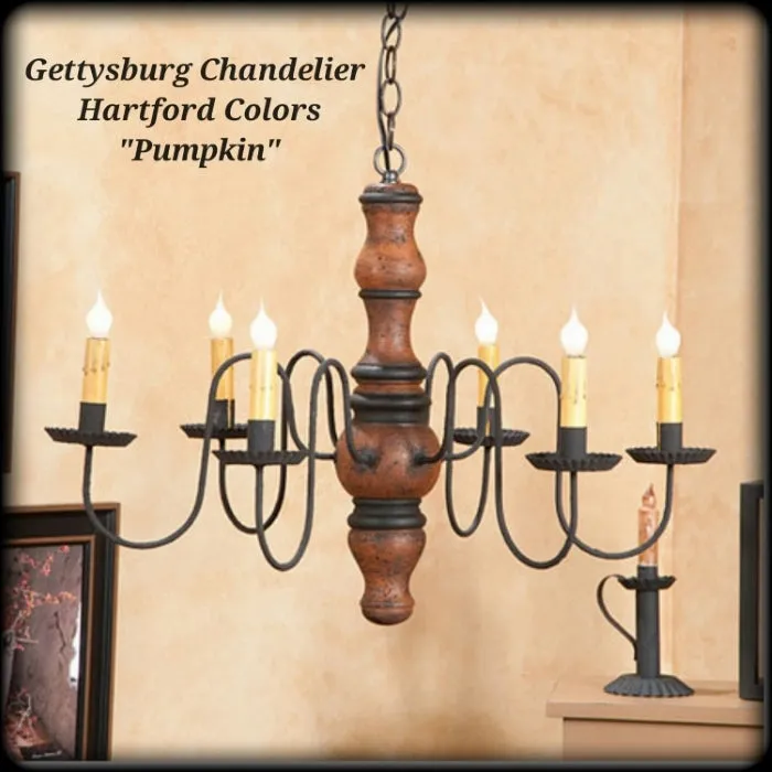 #9103H Primitive Wooden Gettysburg Chandelier in Hartford Colors (Made In USA)