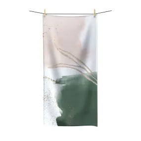 Abstract Boho Bath Towel | Blush White, Green