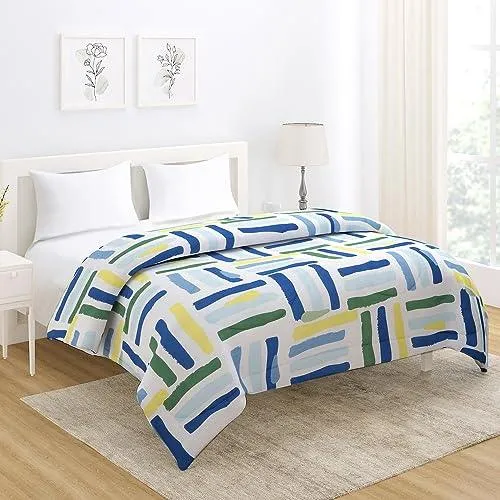 AC Comforter and Bedding Set for Double Bed, White Modern Lines