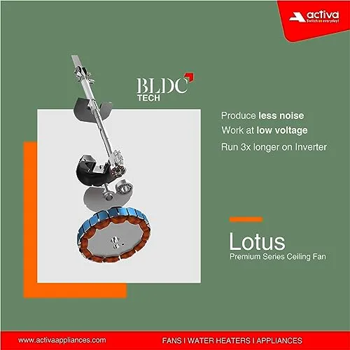 ACTIVA Premium Series Lotus 1200 MM Noiseless BLDC (28 Watts) Wood Ceiling Fan With Wooden Finish 5 Years Warranty (RoseWood)