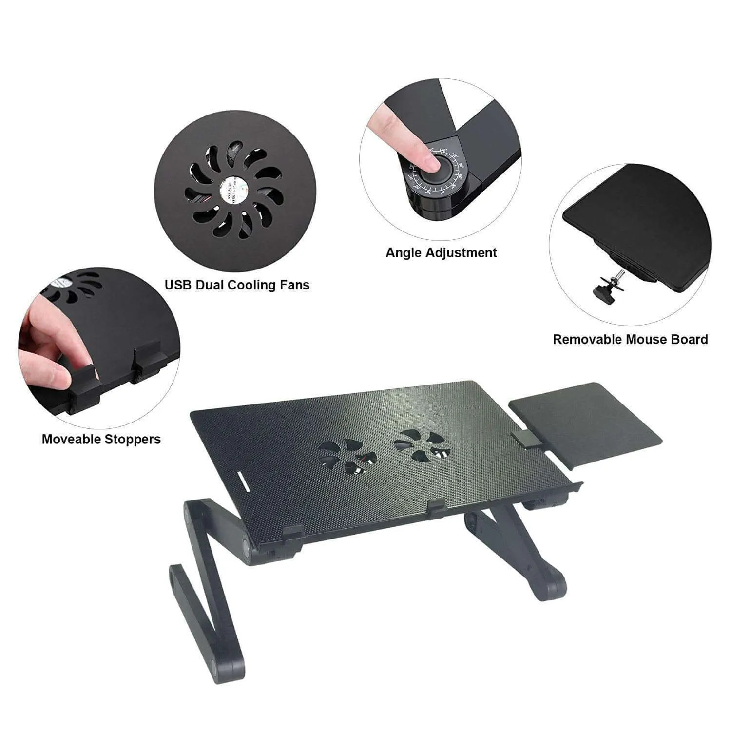 Adjustable Laptop Table Stand with Cooling Fan