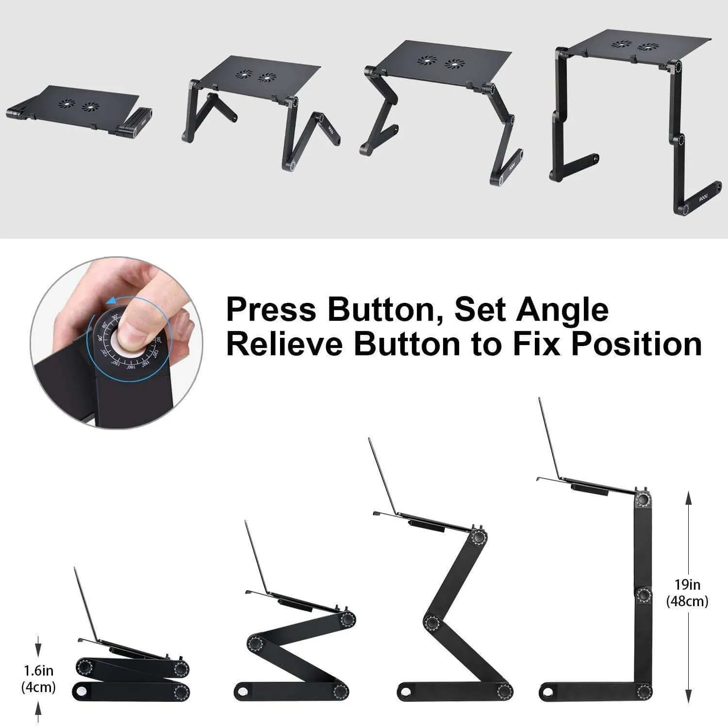 Adjustable Laptop Table Stand with Cooling Fan