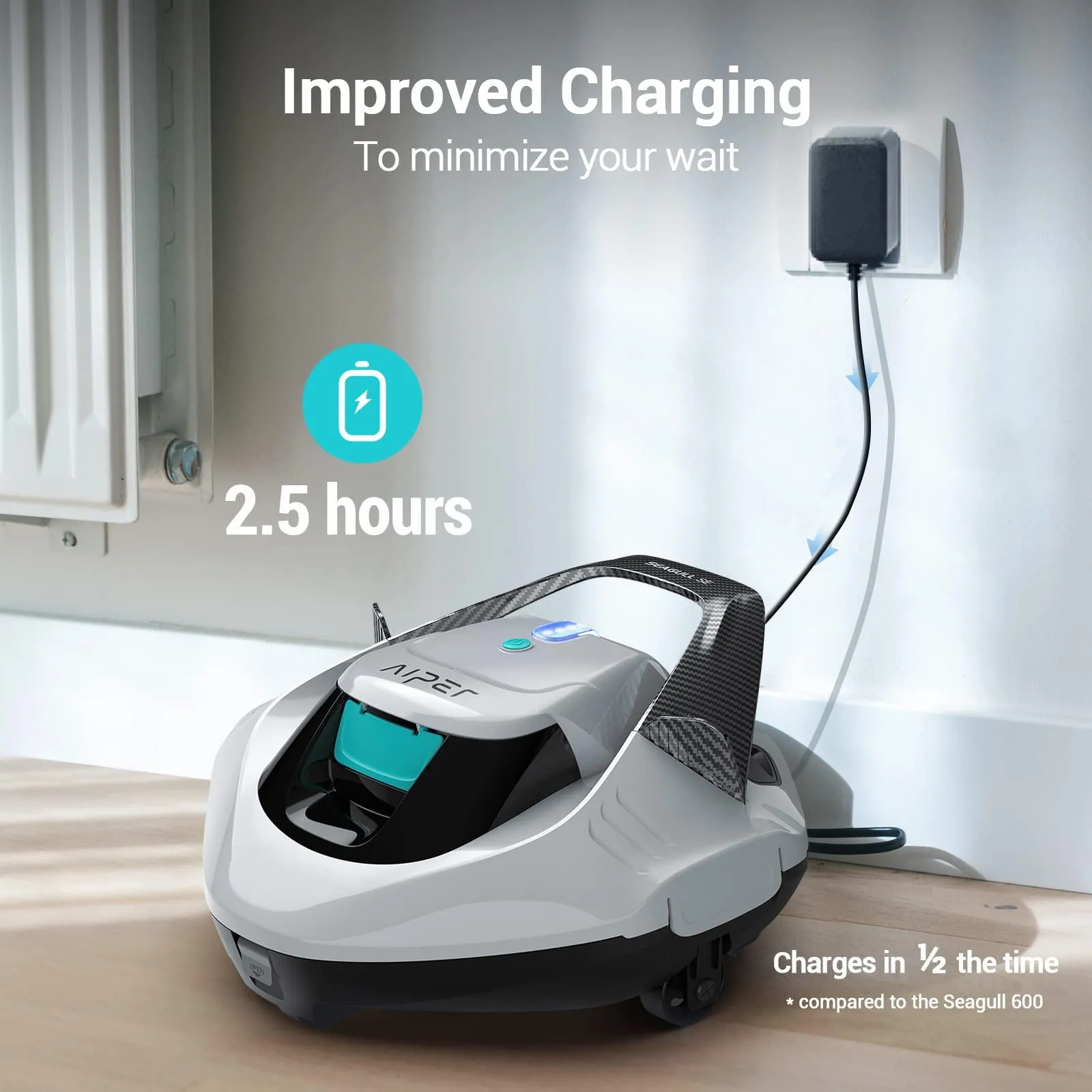 AIPER Seagull SE Cordless Robotic Pool Cleaner, Pool Vacuum Lasts 90 Mins