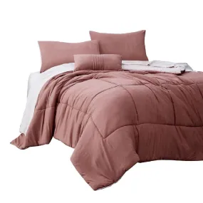 Alice 6 Piece Twin Comforter Set, Reversible, Soft Rose By Casagear Home