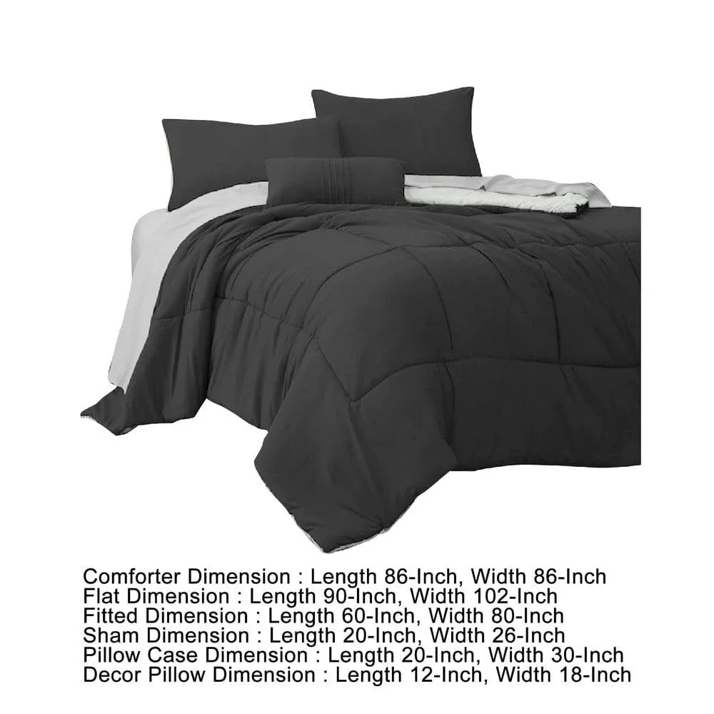 Alice 8 Piece Queen Comforter Set, Soft Dark Gray By Casagear Home