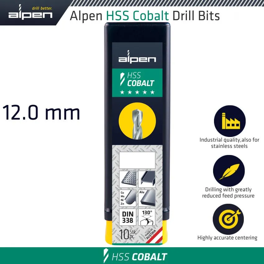 ALPEN HSS COBALT BULK DIN 338 RN,  12.0 ALP6130120