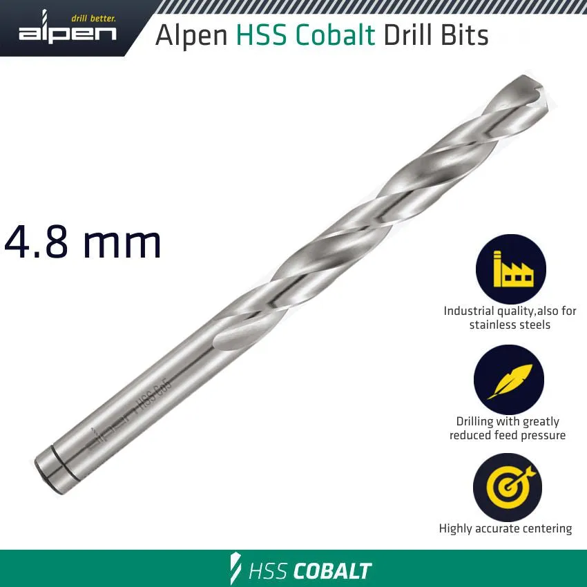 ALPEN HSS COBALT BULK DIN 338 RN,  4.8 ALP6130048