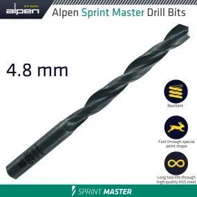 ALPEN HSS SPRINT MASTER 4.8MM X1 615048 SLEEVED DIN338 ALPEN DRILL BIT ALP614048-1