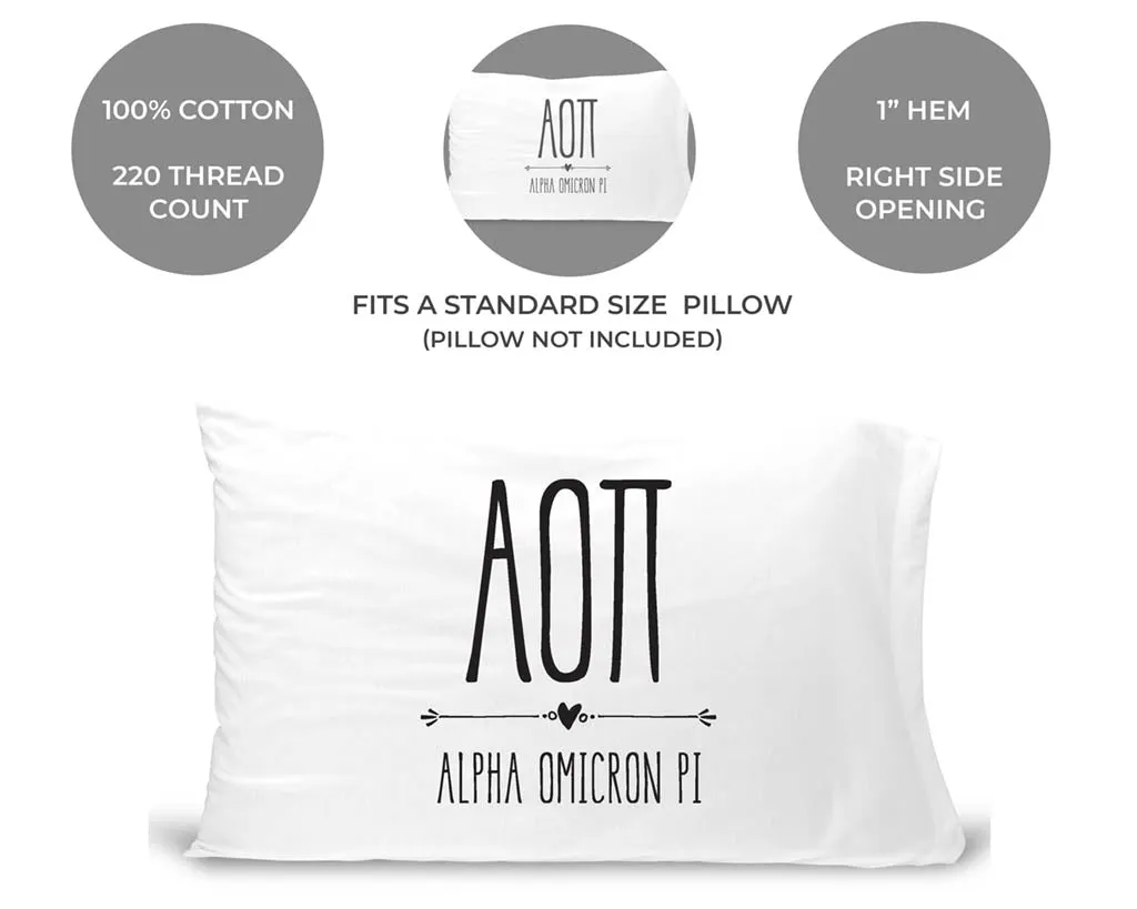 Alpha Omicron Pi Boho Greek Letters and Name Pillowcase