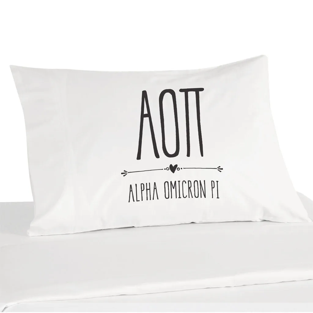 Alpha Omicron Pi Boho Greek Letters and Name Pillowcase