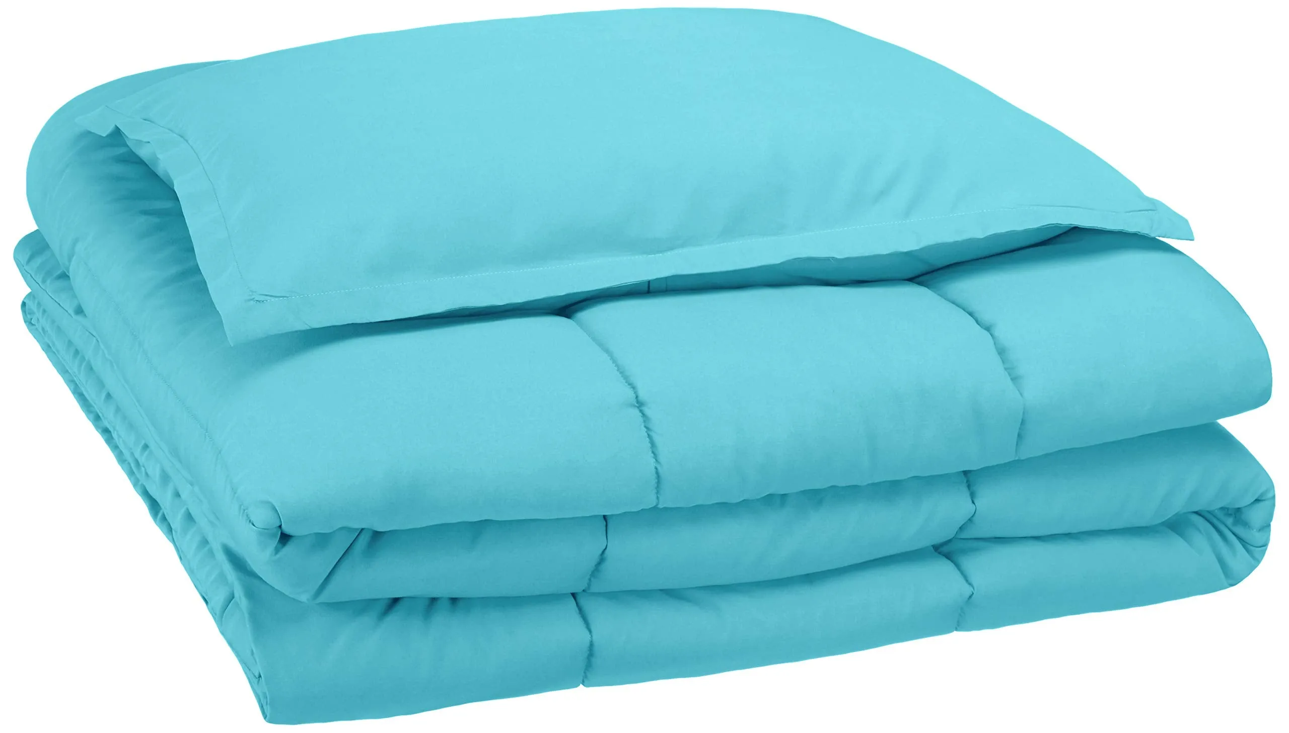 AmazonBasics Easy-Wash Microfiber Kid's Comforter and Pillow Cover Set (Pillow not included) - Single Size, Bright Aqua