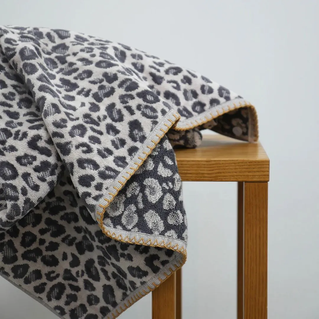 Animal Blanket Stitch Towel - Taupe