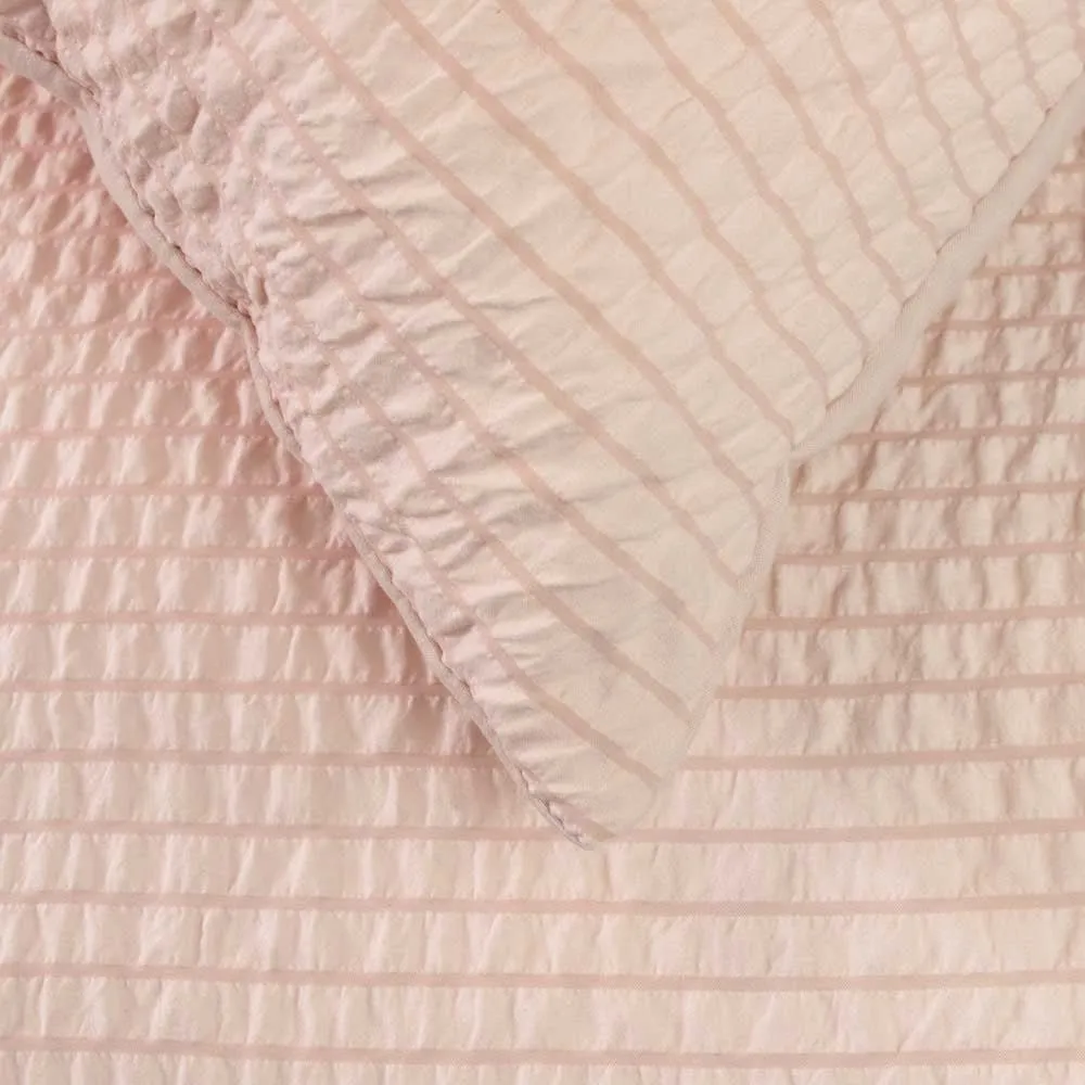 Ardor Ingrid Blush Seersucker Stripe Quilt Cover Set King