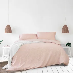 Ardor Ingrid Blush Seersucker Stripe Quilt Cover Set King