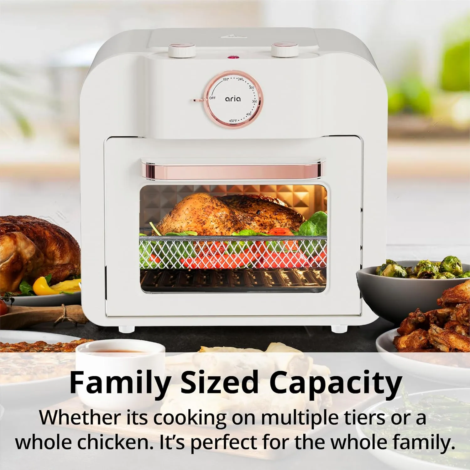 Aria Retro 17Qt Air Fryer Oven: 4-in-1 Functionality, Bake, Fry, Roast & Grill Complete with Air Fryer Basket & Mesh Trays