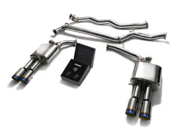 ARMYTRIX Stainless Steel Valvetronic Catback Exhaust System Quad Blue Coated Tips Audi A4 | A5 B8 202008-202120