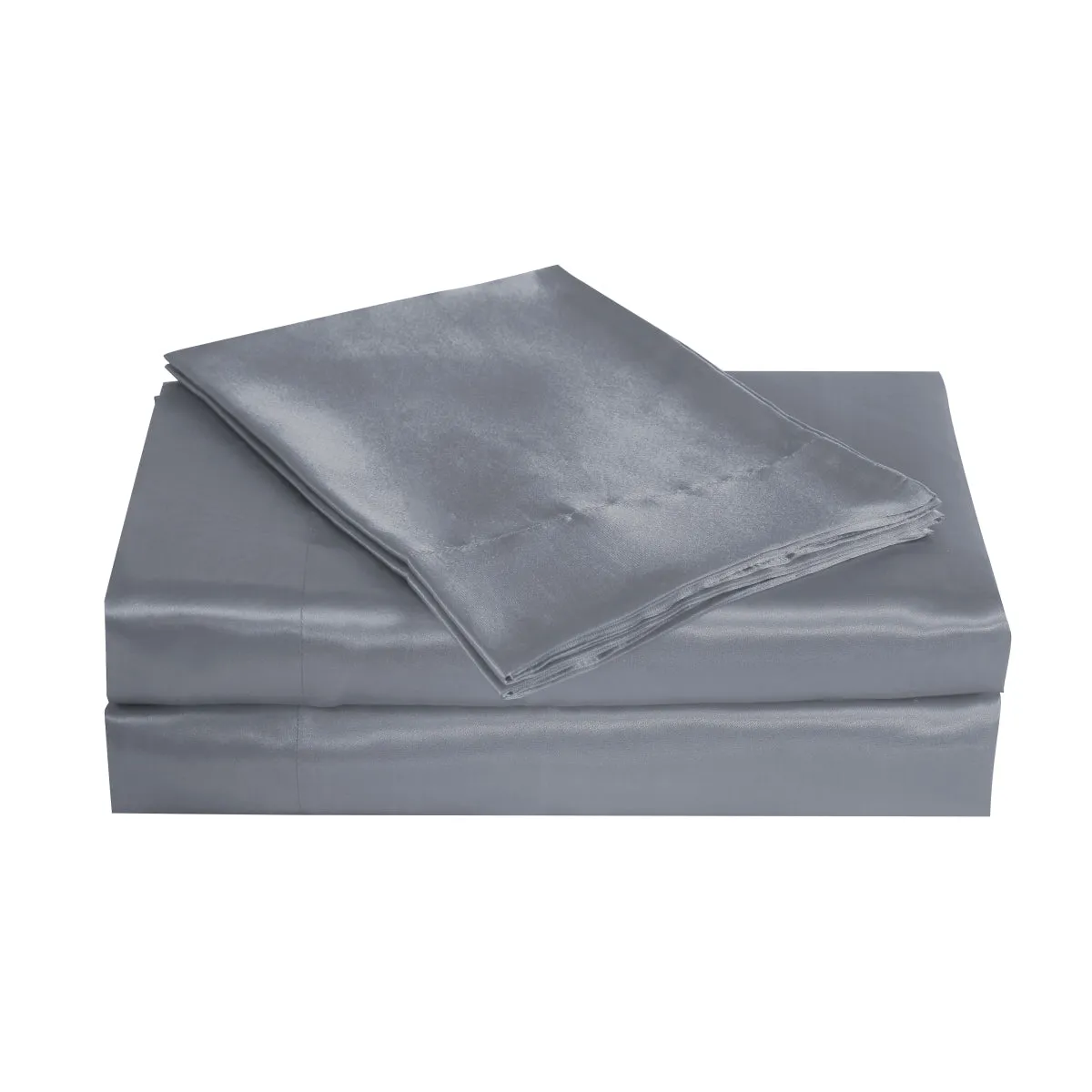 Bella & Whistles Satin Charmeuse Sheet Set Silver - King