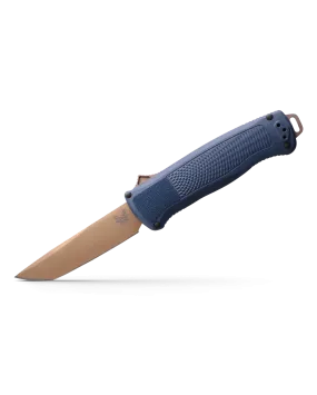 Benchmade 5370FE-01 Shootout OTF Knife 3.51" CPM-CruWear Flat Dark Earth Tanto Blade Crater Blue Grivory Handles