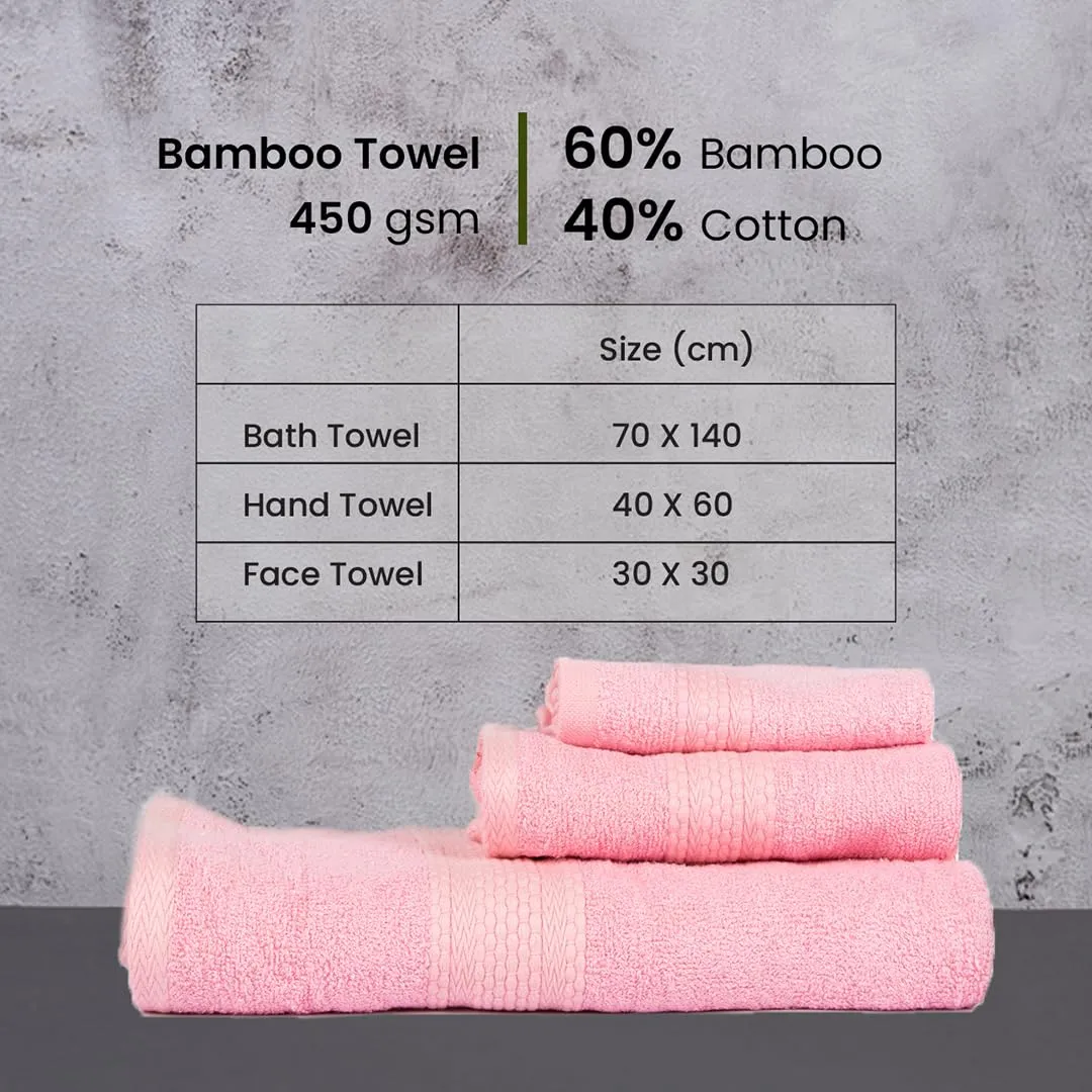 BePlush 3 Piece Towels Set | Ultra Soft, Highly Absorbent, Anti Bacterial (Bath Towel, Hand Towel and Face Towel) Perfect as a Diwali/House Warming/Wedding (Gift Box : Pink)