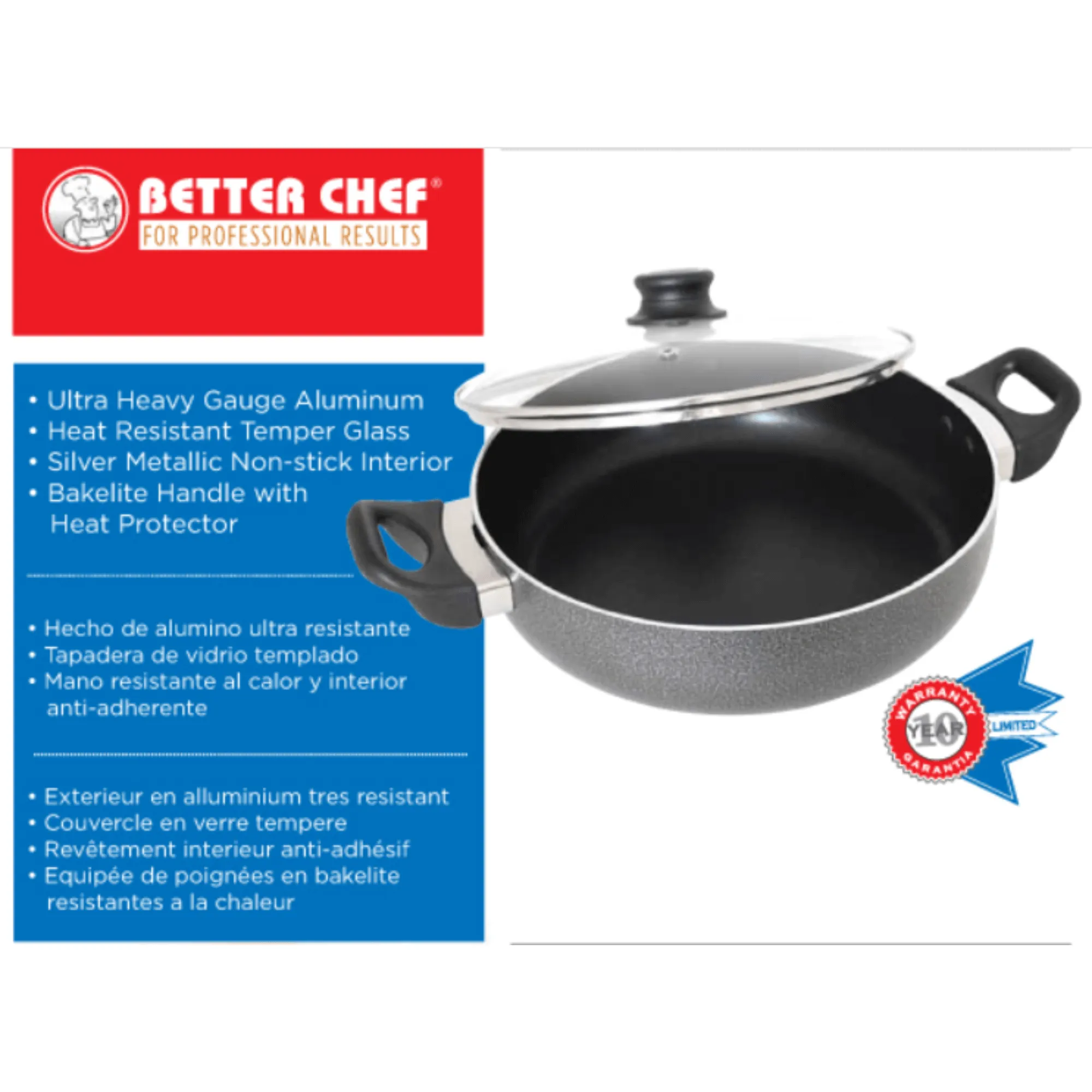 Better Chef 10" Aluminum Non-Stick Deep Fryer with Glass Lid by Jupiter Gear Home