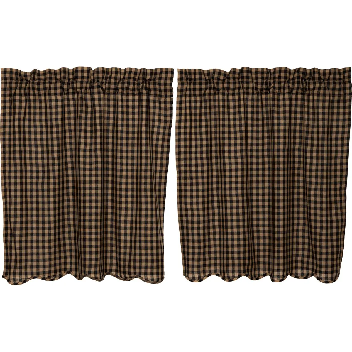 Black Check Scalloped Tier Set of 2 L36xW36