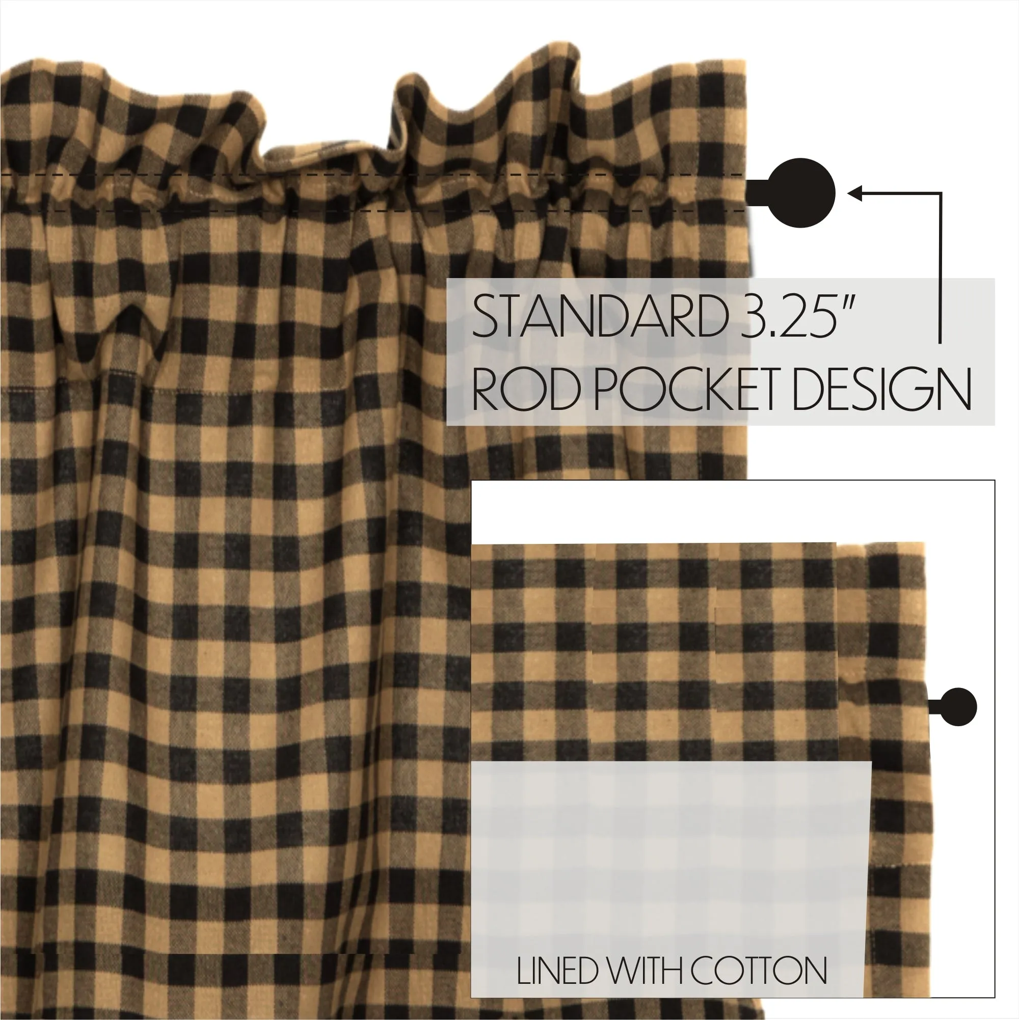 Black Check Scalloped Tier Set of 2 L36xW36