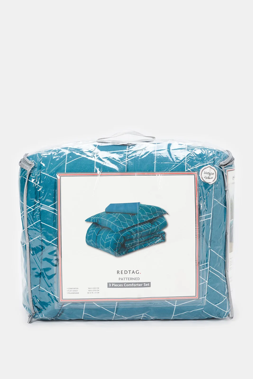 Blue Geometric Printed Comforter Set (Single Size)