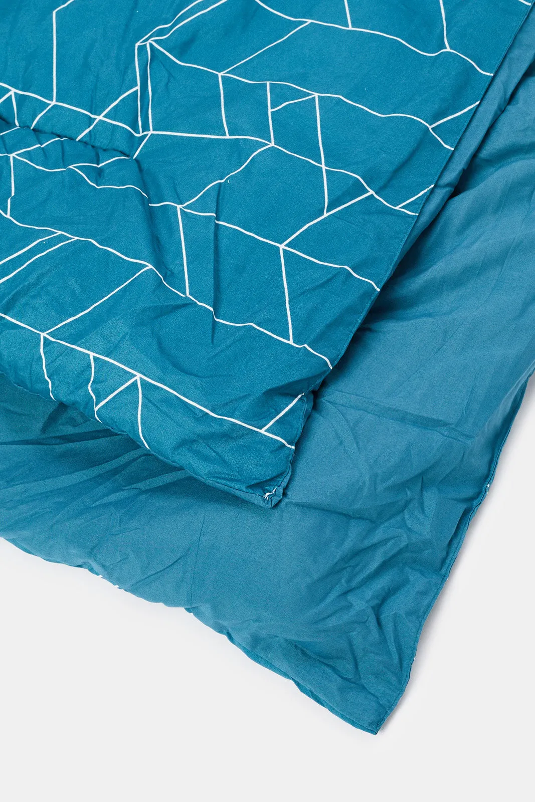 Blue Geometric Printed Comforter Set (Single Size)