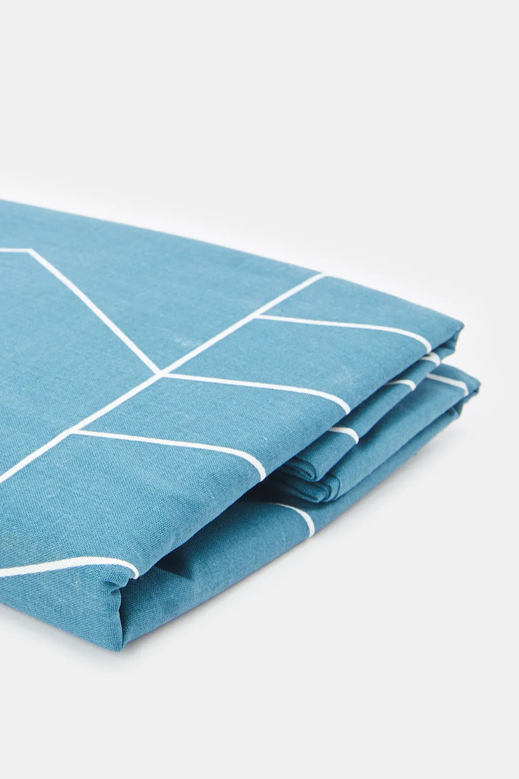 Blue Geometric Printed Pillowcase Set (2 Piece)