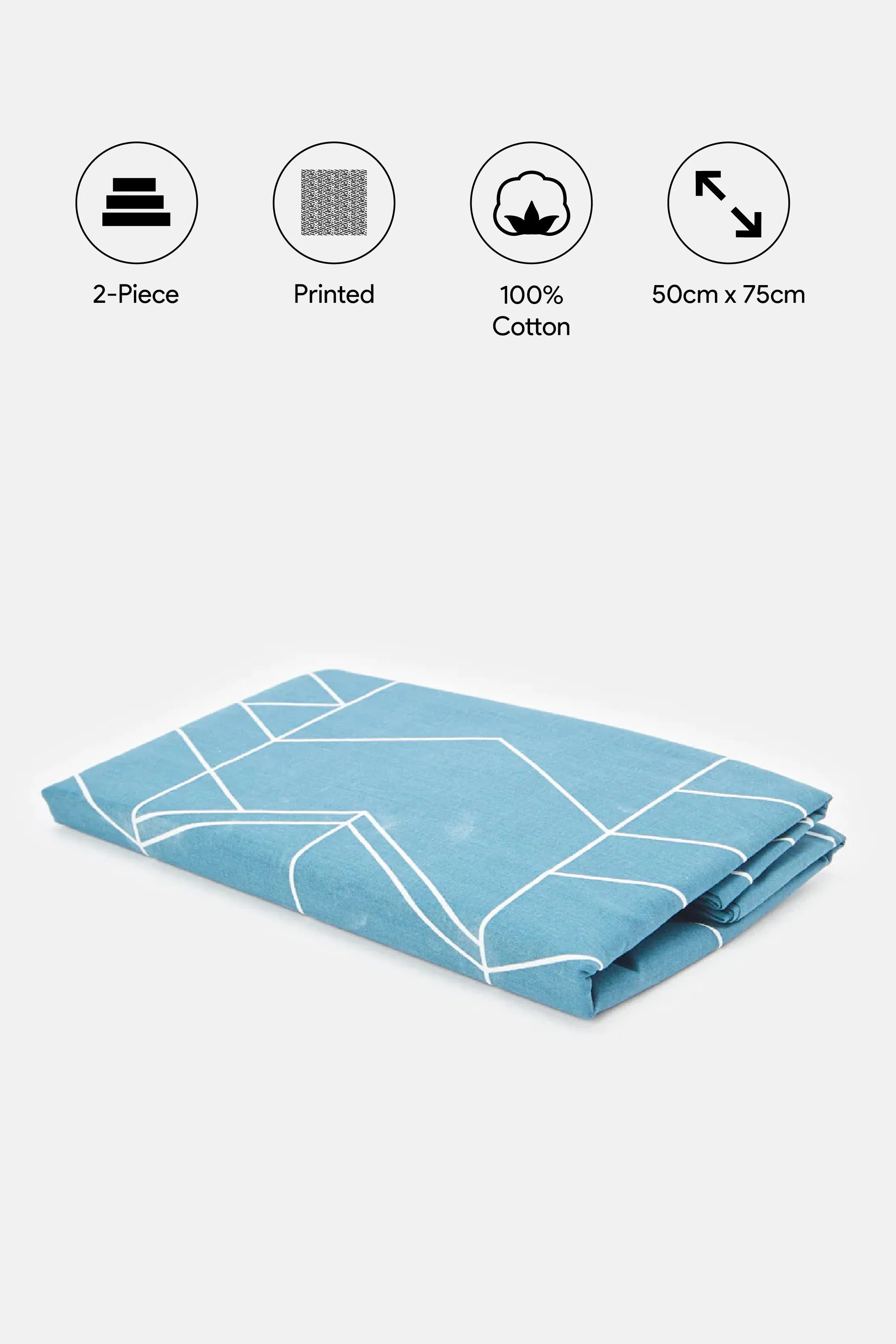 Blue Geometric Printed Pillowcase Set (2 Piece)