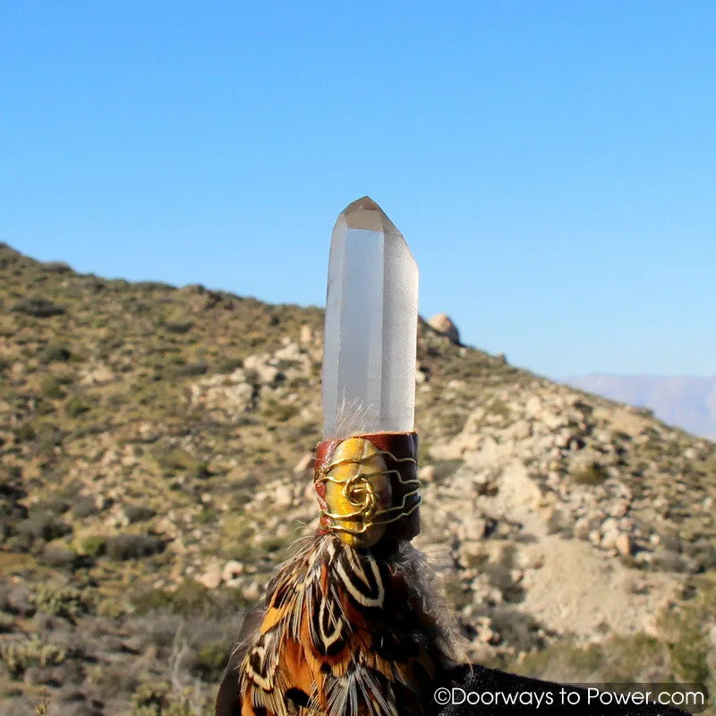 Blue Macaw Smudge Fan & Pleiadian Starbrary Crystal 13.25"