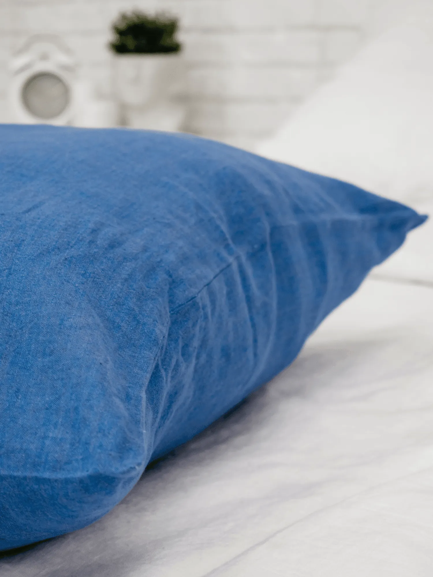 Blue Soft Linen Pillowcase