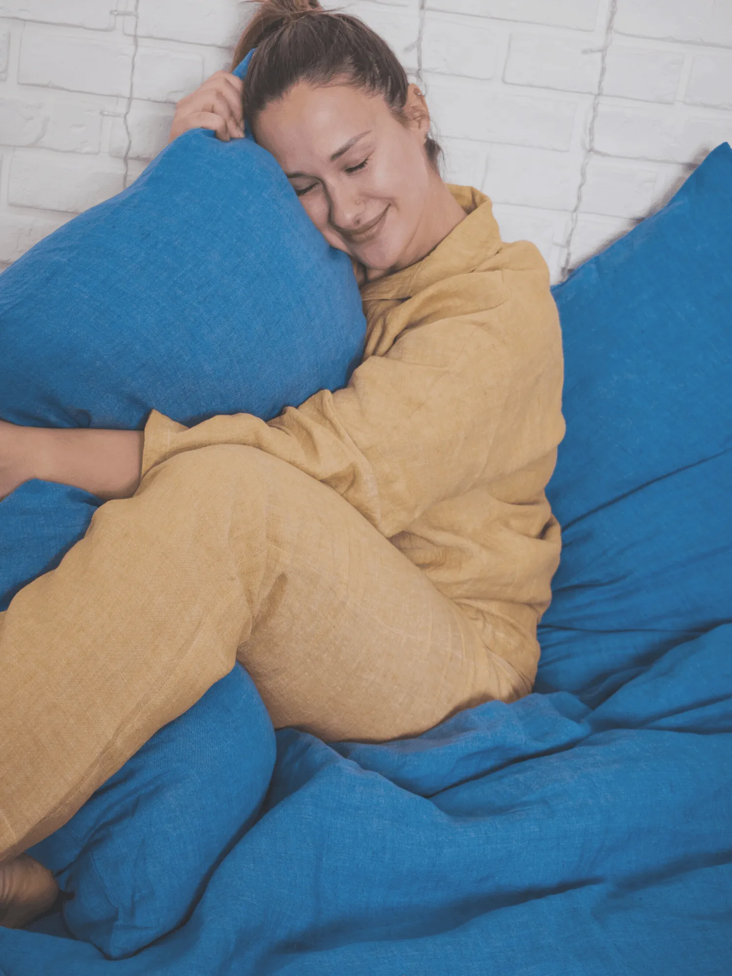 Blue Soft Linen Pillowcase