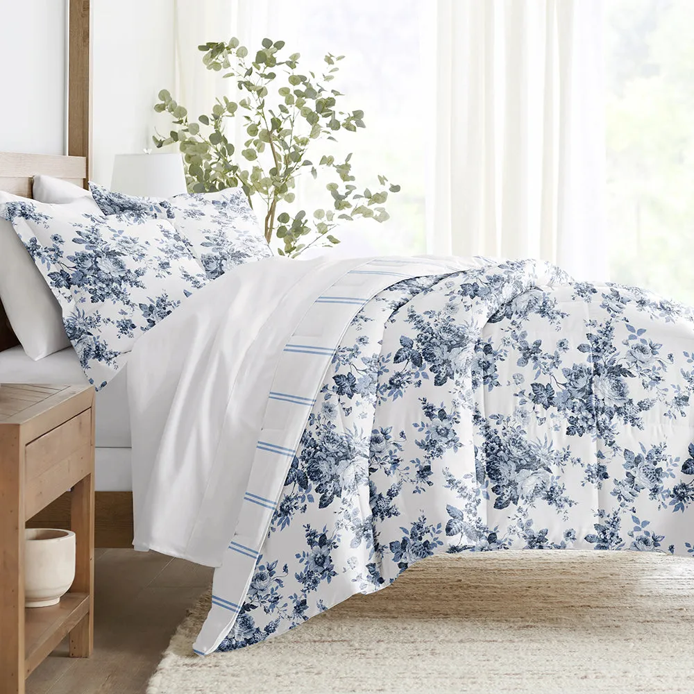 Cabbage Rose Reversible Down-Alternative Comforter Set